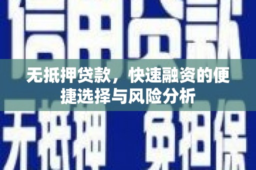 泰州无抵押贷款，快速融资的便捷选择与风险分析