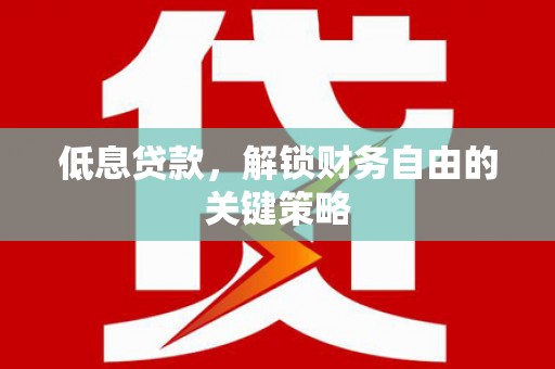泰州低息贷款，解锁财务自由的关键策略