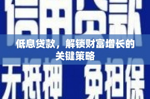 泰州低息贷款，解锁财富增长的关键策略