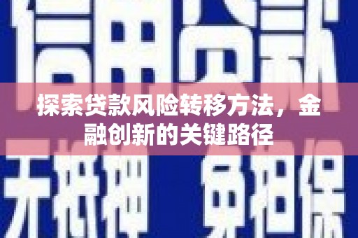 泰州探索贷款风险转移方法，金融创新的关键路径