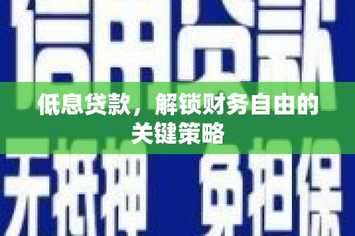 泰州低息贷款，解锁财务自由的关键策略