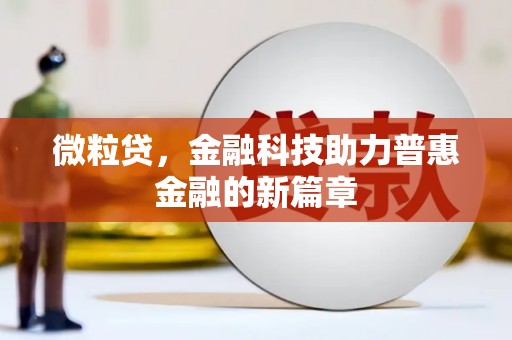 泰州微粒贷，金融科技助力普惠金融的新篇章