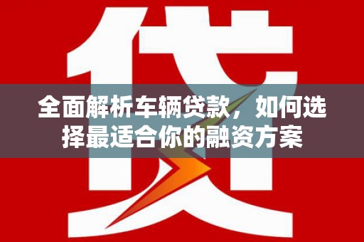 泰州全面解析车辆贷款，如何选择最适合你的融资方案