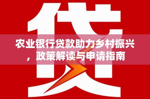 泰州农业银行贷款助力乡村振兴，政策解读与申请指南